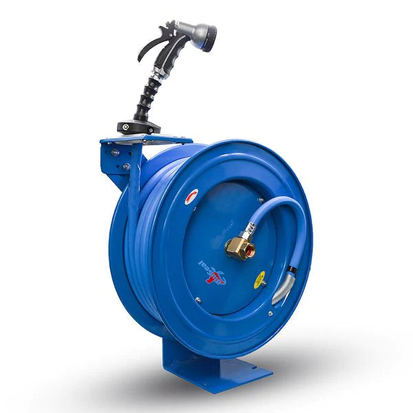 BluSeal Auto Rewind Garden Hose Reel 16mm x 15 mtr, 6 Feet Inlet hose, Spray Nozzle