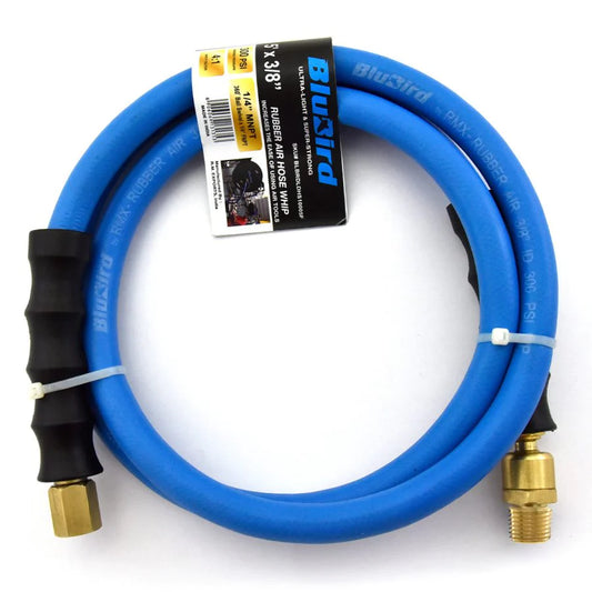 BluBird Rubber Air Hose 10mm X 10mtr with 1/4" Coupler & Snap-On Plug