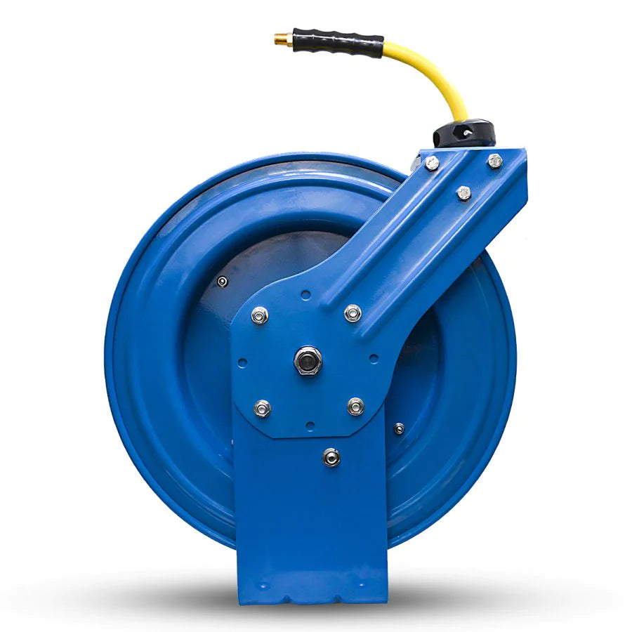 OilShield Auto Rewind Air Hose Reel Heavy Duty 10mm x 15 mtr with Coupler & Snap on Plug, 20BAR/300PSI